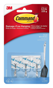 Command™ Small Clear Wire Hooks with Clear Strips