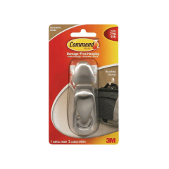 Command™ Forever Classic Metal Hook Nickel Large 1 Hook, 2 strips