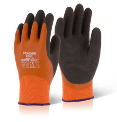 Wonder Grip® Thermo-Plus Fully Coated Latex Gloves · Insulated · Orange · Small