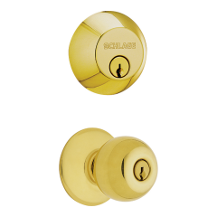 Schlage · Plymouth Combo Lockset · Polished Brass